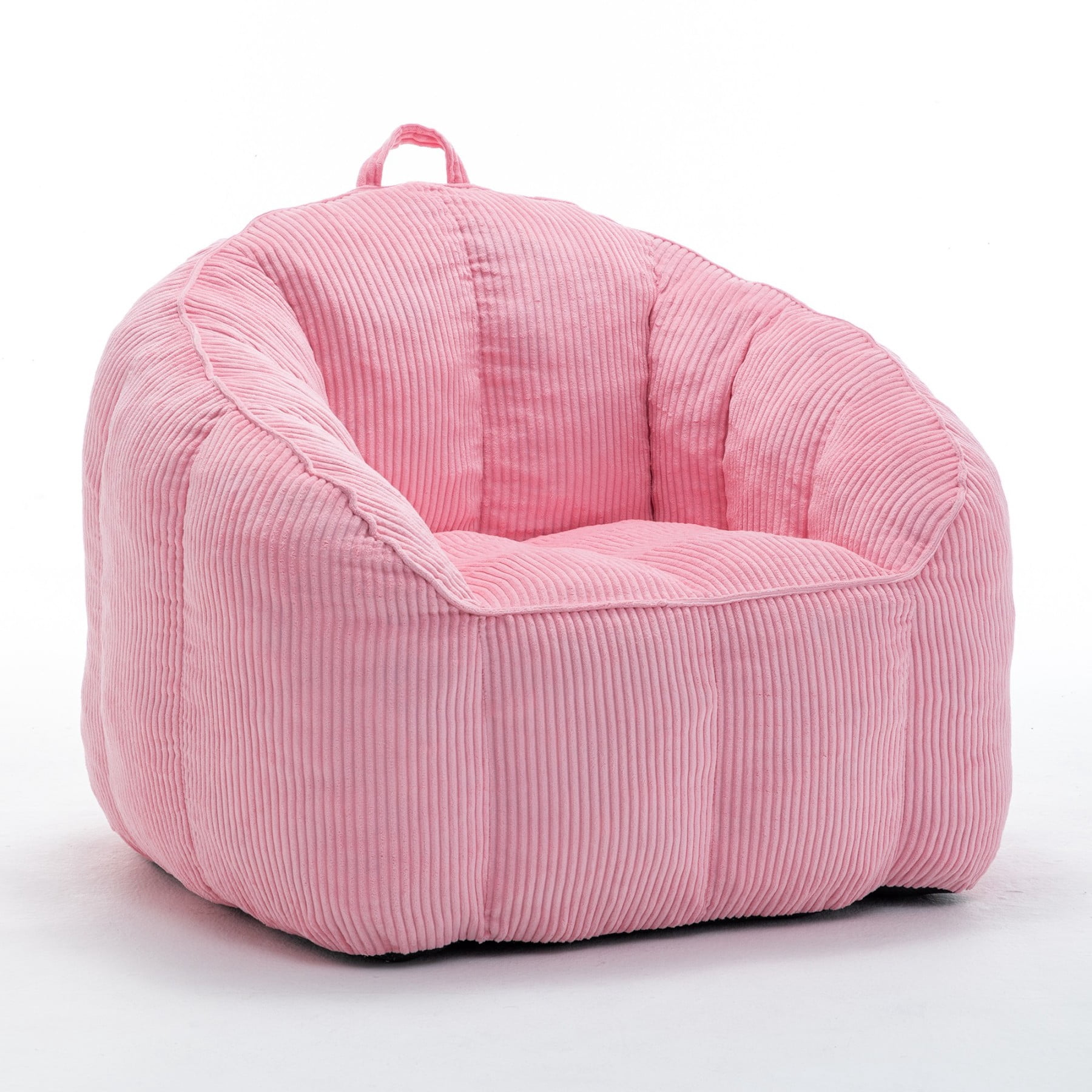 Giant Bean Bag Chair Sofa for Adults & Teens, Corduroy Bean Bag Couch with Armrests & Filler Included, Pink