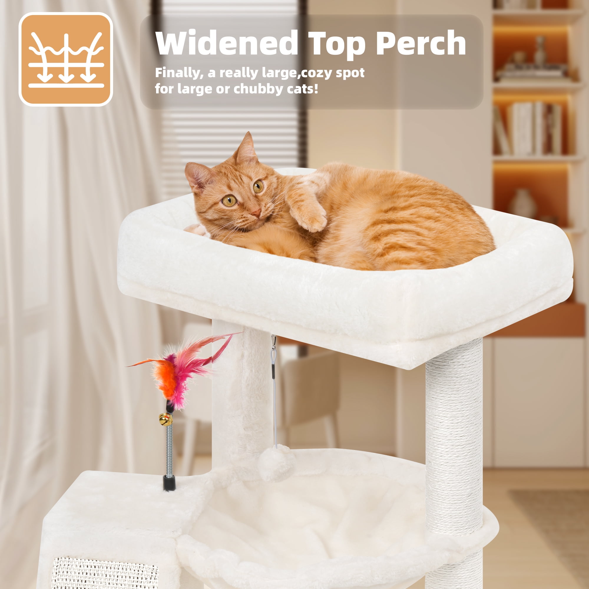 Multi-Functional Cat Tree, Indoor Climbing Toy Suitable for All Cats, with Big Perch and Toy Balls