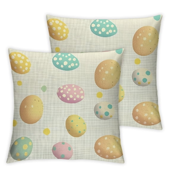 Easter Pillow Covers Set of 2, Easter Colorful Egg Throw Pillows Outdoor Spring Farmhouse Pillow Case Easter Decorations for Home Couch Sofa