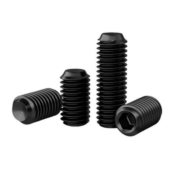 Set Screws, Internal Hex Head Allen Drive Cup Point Grub Screws, 12.9 grade high strength alloy steel, black，Concave end fastening bolt