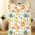 thumbnail image 5 of Fall Blanket Pumpkin Throw Blanket, Autumn Leaf Harvest Farmhouse Soft Warm Cozy Blanket, Fall Throw Blanket for Couch Sofa Bedroom Chairs 50 X 60 Inch, 5 of 6