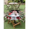 thumbnail image 3 of Outdoor Tablecloth with Umbrella Hole and Zipper, Black Christmas Round Table Cloth 54 Inch Waterproof Tablecloth, Snowman Snowflake Xmas Tree Gifts Picnic Table Cover for Patio Camping, 3 of 7