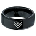 thumbnail image 2 of Tungsten Keltic Celtic Knot Heart Shape Band Ring 8mm Men Women Comfort Fit Black Beveled Edge Polished, 2 of 4
