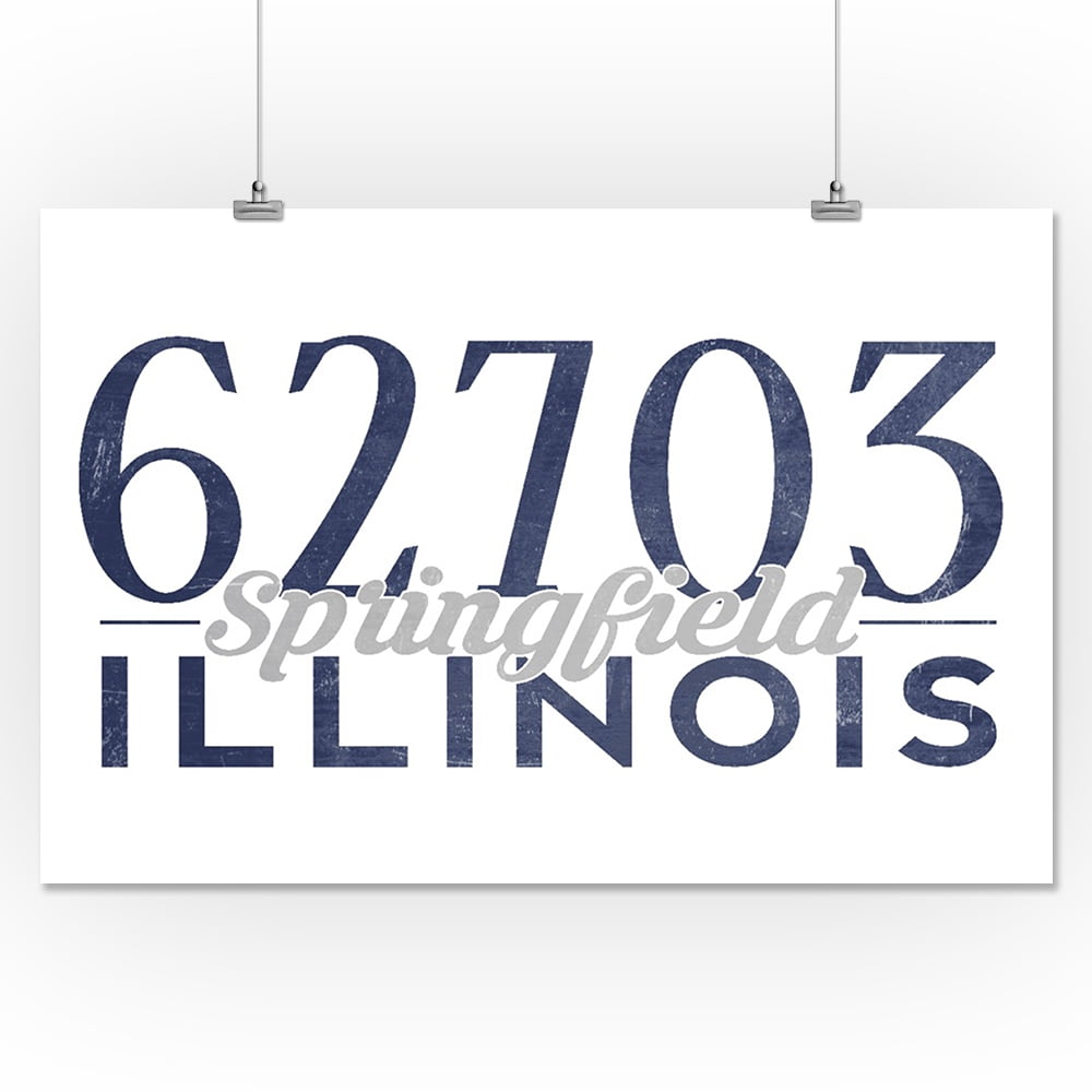 Springfield, Illinois 62703 Zip Code (Blue) Lantern Press Artwork