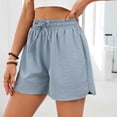 thumbnail image 5 of Casual Shorts for Women Summer Elastic Waist Wide Straight Leg Loose Lightweight Beach Shorts with Pockets, 5 of 9