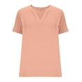 thumbnail image 6 of Womens Summer Tops, Short Sleeve Shirts for Women Casual Loose Fit Solid Color Notch V Neck T-Shirts, 6 of 6