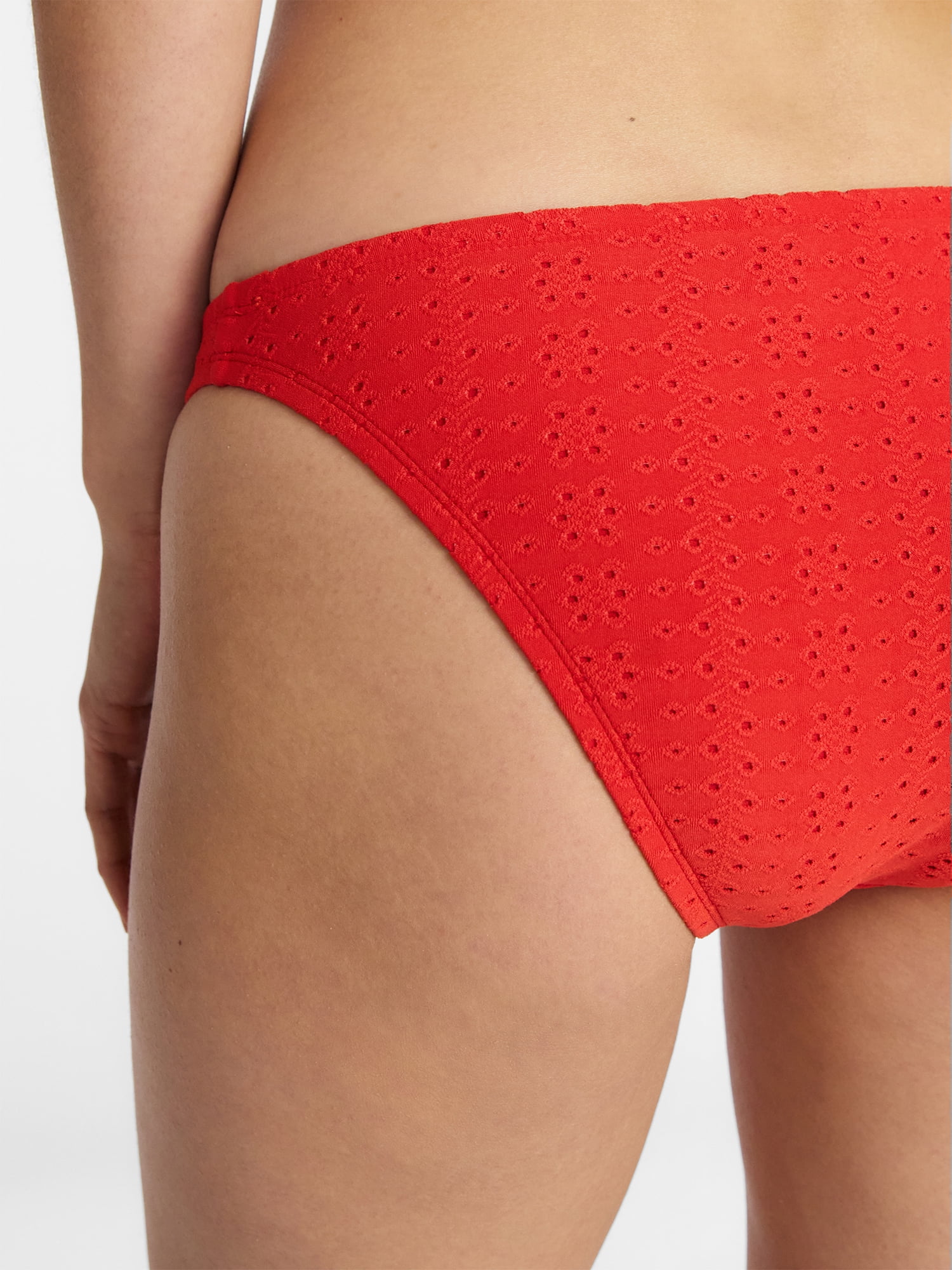 Time and Tru Women's and Women's Plus Low Rise Cheeky Eyelet Bikini Bottoms, Sizes XS-3X