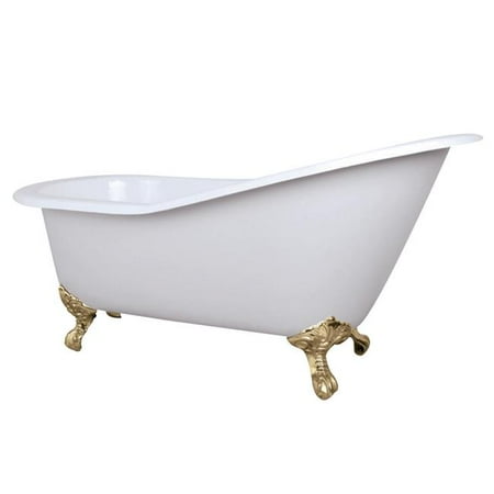 - 61 x 7 in. Cast Iron Slipper Clawfoot Tub without Faucet Drillings, Polished Brass