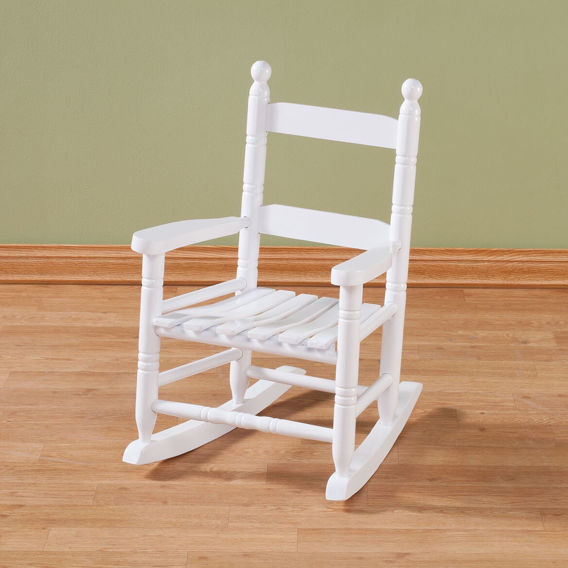 Child’s White Rocking Chair – Solid Hardwood Construction with Slatted Back & Seat – Classic 22.5" Nursery Chair for Toddlers