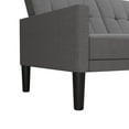 DHP Hudson Small Space Sectional Sofa Futon, Grey Linen