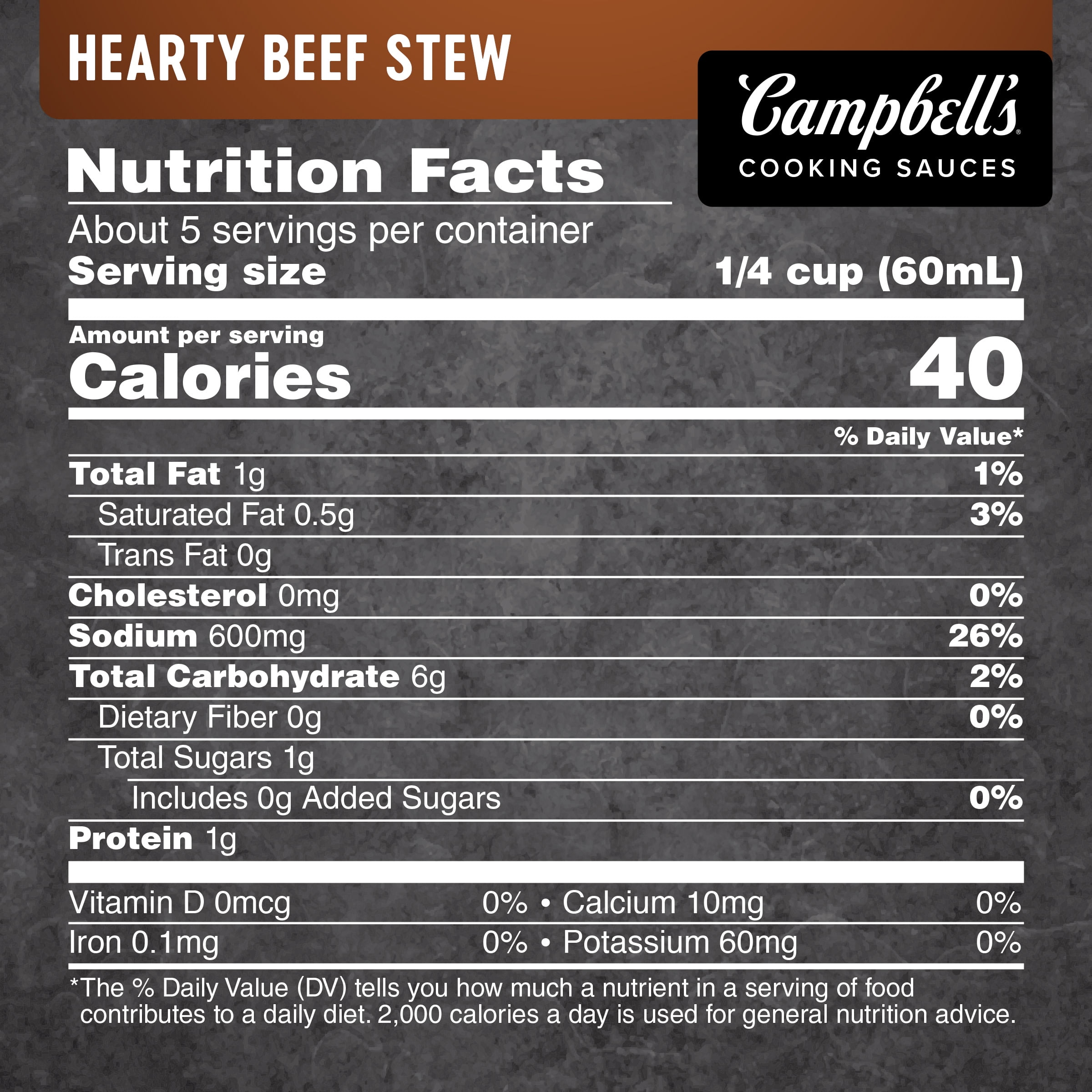 Campbell's Cooking Sauces, Hearty Beef Stew, 12 Oz Pouch