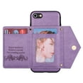 thumbnail image 2 of Dteck Card Holder Wallet Zipper Back Case for iPhone SE 2022 4.7-inch,iPhone 8/7 Shockproof Rubber Hybrid Leather Kickstand iPhone SE 2nd Gen 2020 Cover with Cross Body Shoulder Strap,Purple, 2 of 8