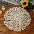 thumbnail image 2 of 60cm Cotton Hand Crochet Round Lace Hollow Out Tablecloth Table Cloth Cover Kaesi-9192339865847 White, 2 of 4