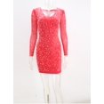 thumbnail image 1 of Kricesseen Sexy Long Sleeve Rhinestone Sheer Mesh Bodycon Dress Women Black See Through V Neck Birthday Clubwear Mini DressXXL Gao Jinjia LED, 1 of 2