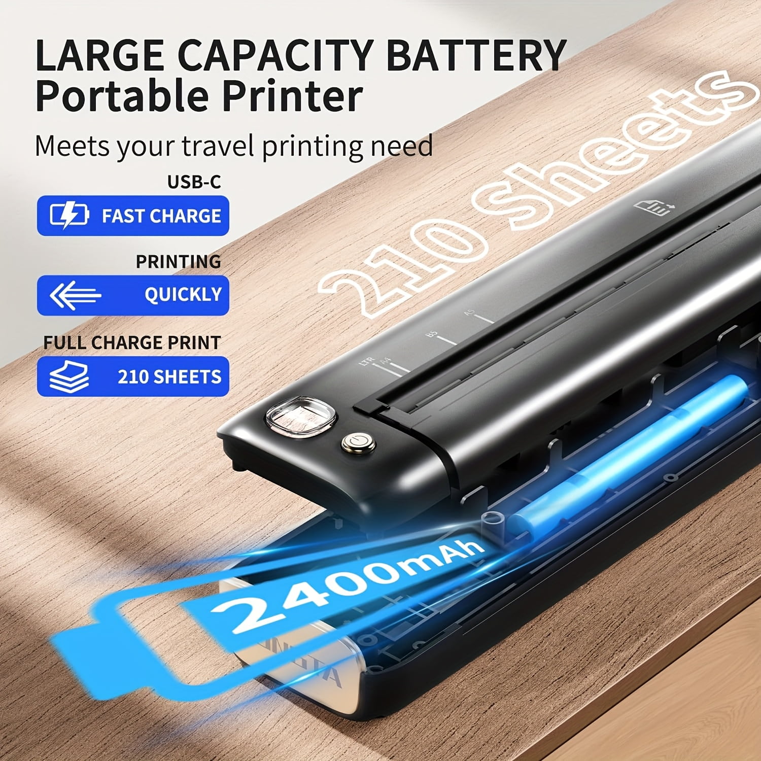 General F81 Compact Thermal Printer, No Ink Required & Wireless Printing for Mobile Devices & Laptops with A4/Letter Compatibility, 203 DPI High-Quality Resolution And Travel-Friendly Design