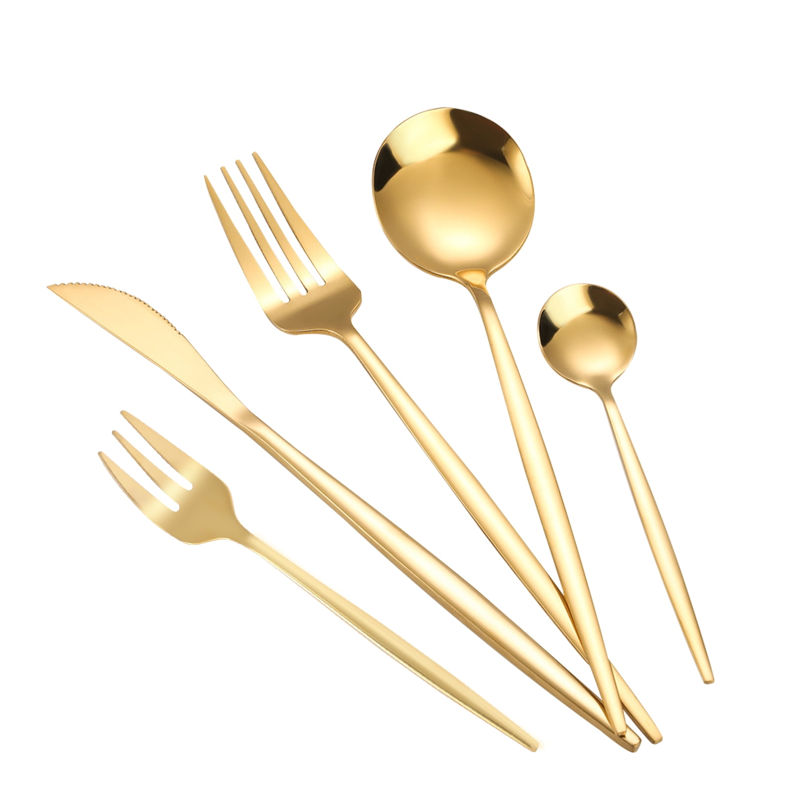Miumaeov 90 Pieces Gold Silverware Set, 18 Set Gold Flatware Cutlery for 5 Golden Stainless