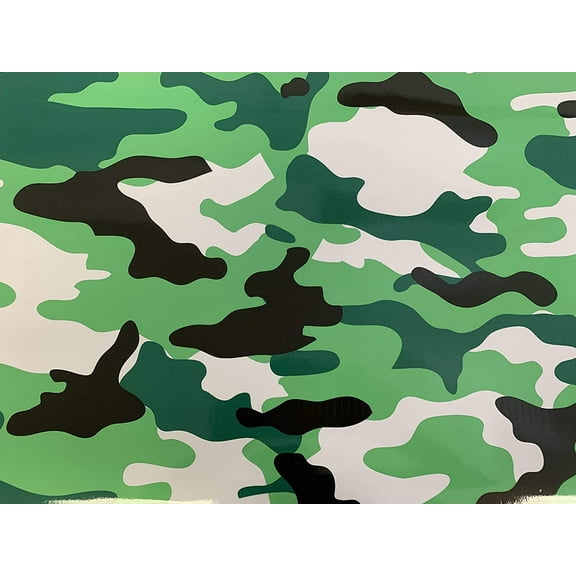 Green, Black, White, High Gloss Camouflage Vinyl Film Wrap Decal Air Bubble Free   Free Tool Kit (12" x 60" / 1FT x 5FT)