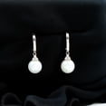 thumbnail image 3 of Rosec Jewels Freshwater Pearl Drop Earrings with Diamond, J Hoop Earrings (8 mm), 18K White Gold, 3 of 6