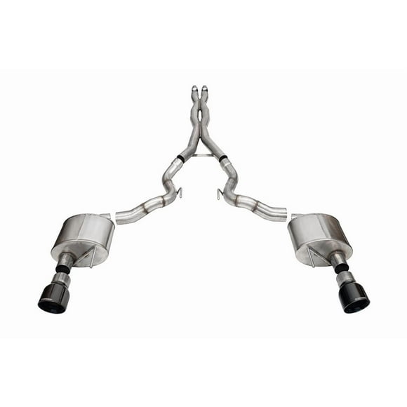 Corsa Performance Exhaust System Kit 21270BLK Xtreme Cat Back System; Stainless Steel; With Xtreme Sound Level Mufflers; 3 Inch Pipe Diameter; Dual Exhaust With Dual Exit; Dual Split Rear Exit
