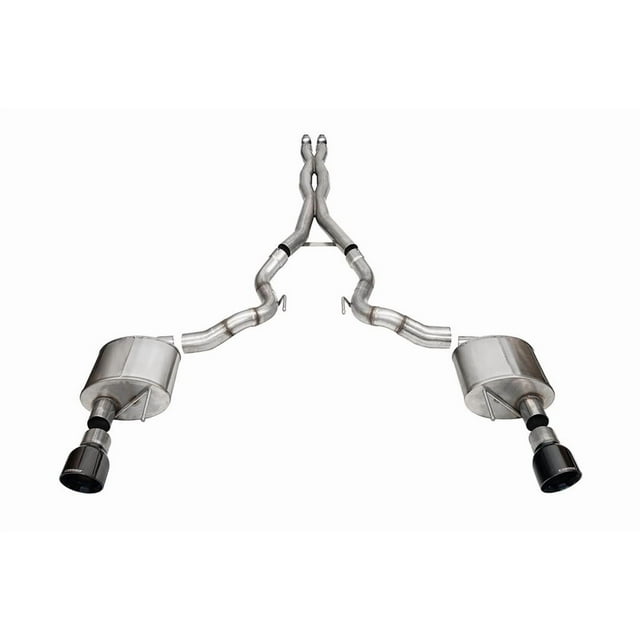 Corsa Performance Exhaust System Kit 21270BLK Xtreme Cat Back System; Stainless Steel; With Xtreme Sound Level Mufflers; 3 Inch Pipe Diameter; Dual Exhaust With Dual Exit; Dual Split Rear Exit