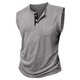 thumbnail image 5 of pstuiky Hombres Tanque, Camiseta sin mangas con cuello redondo, sin mangas, con bolsillos y botones, versátil, de color liso, a la moda para hombre Chaleco para hombre l, 5 of 5