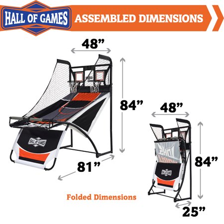 Hall of Games - 2 Player Arcade Basketball Game, Black/Grey