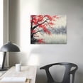 thumbnail image 3 of ONETECH Handmade Traditional Chinese Painting Pink Plum Blossom Canvas Wall Art Modern Black and White Landscape Artwork, 3 of 4