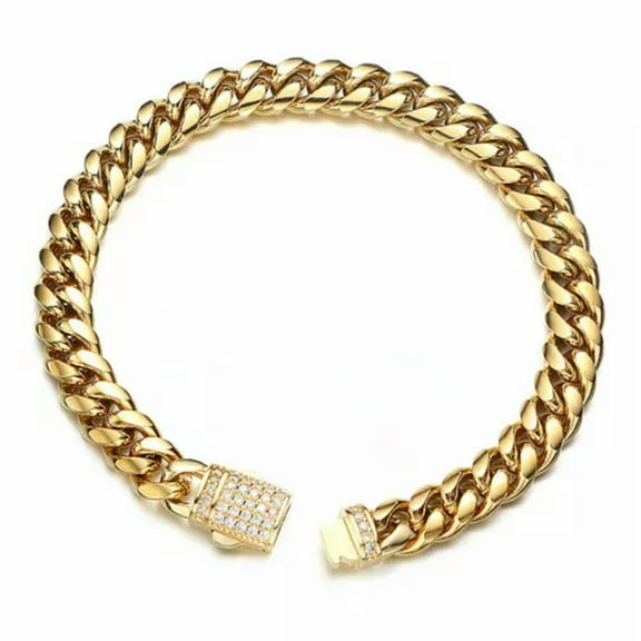 New Fashion Gold Women Mens Chain Link 316L Stainless Steel Miami Cuban Bracelet