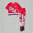 thumbnail image 3 of CCRFTGI 250&nbsp;Anniversary Usa Summer Outfits for Child Girls Size 7 Cute 1776 2 Piece Outfits USA Flag T Shirts and Leggings Elastic Waist Athletic Summer Outfits for Girls Vermilion 2-3 Years, 3 of 5