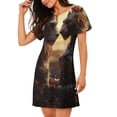 thumbnail image 2 of Daiia Romantic Flower Lion Couple Print Women's Nightshirt Soft Nightgowns for Women Short Sleeve dress Short-sleeved Sleepwear, 2 of 6