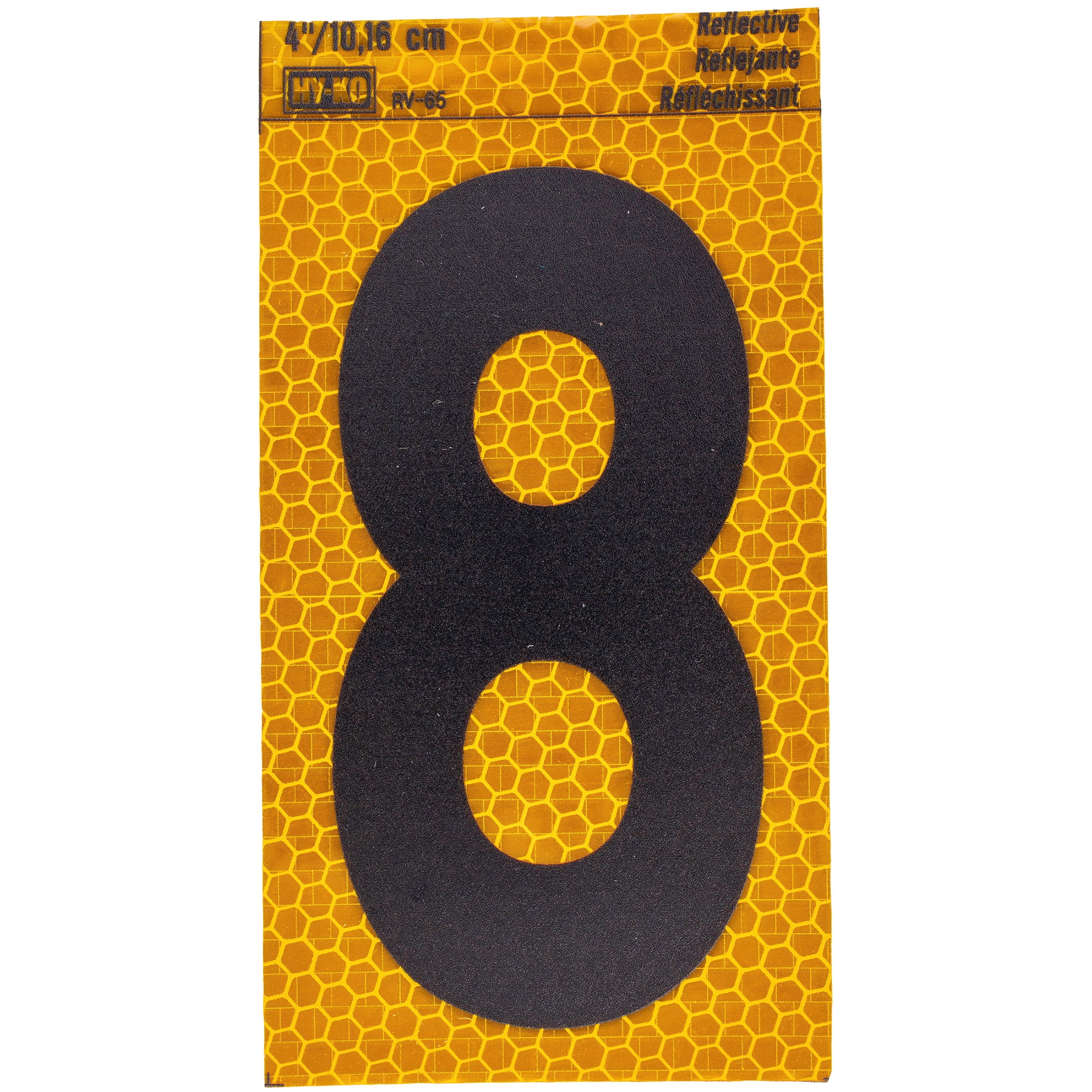 (6 pack) HY-KO 4" Yellow Self-Adhesive Reflective Number 8