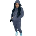 thumbnail image 3 of Cindysus Women Two Piece Outfit Long Sleeve Jogging Set Athletic Hoodie Sweatsuits For Womens Winter Lounge Casual Sets Navy Blue 4XL, 3 of 4