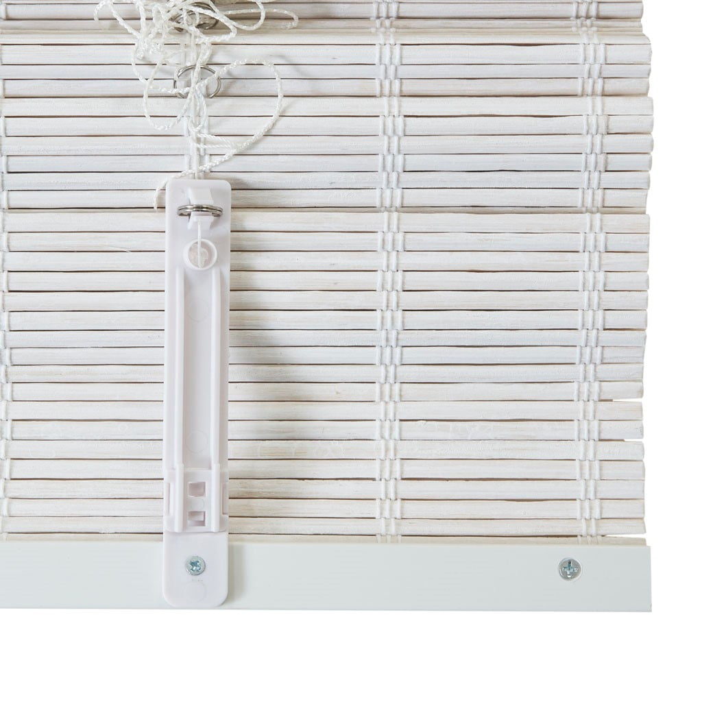 MAYEERTY Bamboo Light Filtering Privacy Roman Window Shade, White, 64" L x 33" W