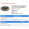 thumbnail image 2 of Front Brake Rotor - Compatible with 2015 - 2021 NX300h Base 2016 2017 2018 2019 2020, 2 of 2