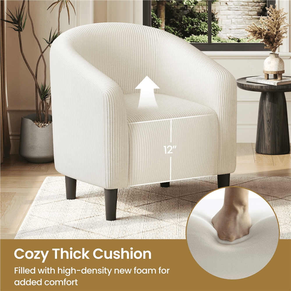 Renwick Upholstered Corduroy Accent Chair for Living Room, Set of 2, Beige