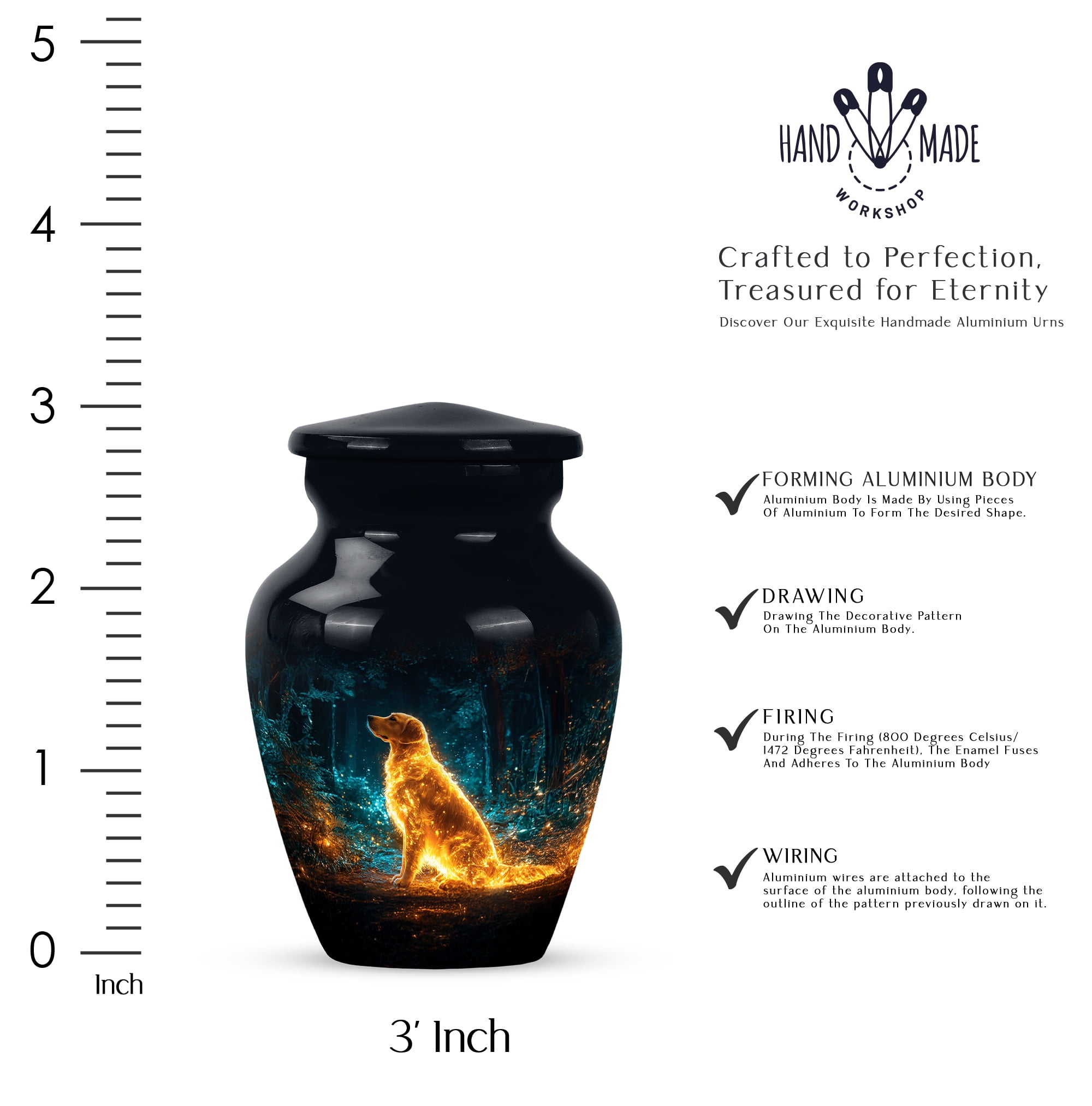 Dog Cremation Urns For Human Ashes Adult Female Small 3 Inch, Black Cremation Urns For Adult, Blue Urn Keepsake Human Ashes
