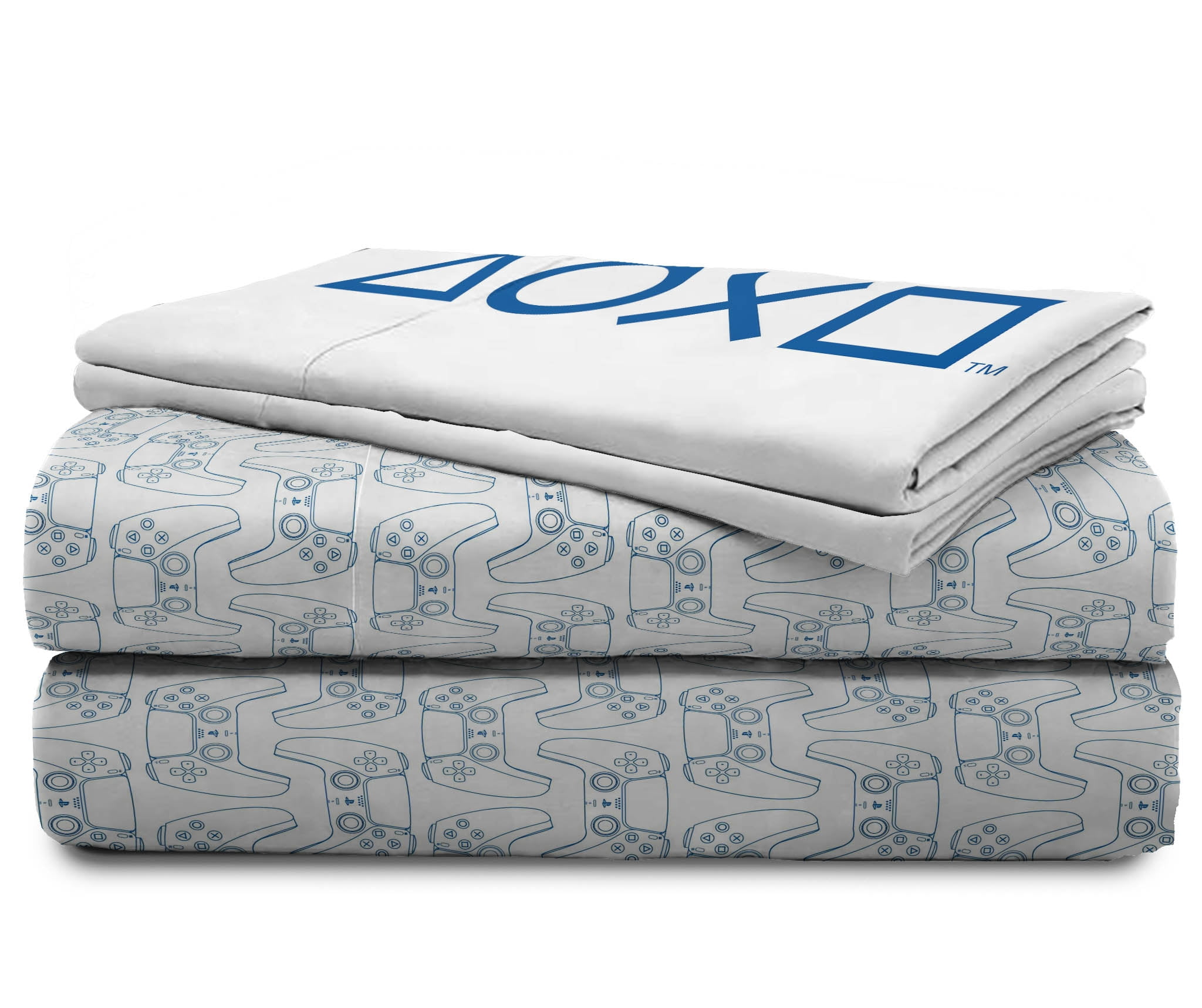 PlayStation X-Ray 4-Piece Queen Sheet Set, Polyester, Blue & White, Sony