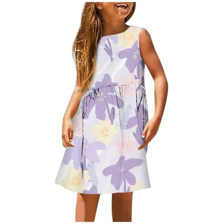 

Girls Fashion Cute Spring and Summer Printed Round Neck Sleeveless Casual Dress (5) for Baby Girl Dress Party for Girls Dresses Dresses for Christmas Party Girls Winter Clothes Size 6 Years Girls