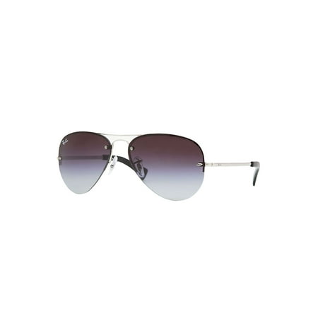 Ray Ban Style Sunglasses - Ray-Ban RB3449 003/8G Highstreet Semi-Rimless Aviator Silver Frame Grey Gradient Lens Sunglasses