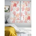 thumbnail image 3 of Sheer Curtains 63 Inches Long, Sea Turtle Nautical Coral Summer Beach Light Filtering Window Curtains for Living Room, Red Orange Coastal Rod Pocket Voile Sheer Curtain Drapes, 52"W x 63"L, 2 Panels, 3 of 9