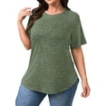 thumbnail image 4 of Fantaslook Womens Plus Size Tops Crewneck Short Sleeve Shirts Casual Loose Tunic Tops Curved Hem Summer Blouses, 4 of 7
