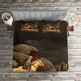thumbnail image 2 of Ambesonne Western Quilted Coverlet 3 Pcs, Cowboy Riding Horse, Queen Size, Earth Yellow Grey, 2 of 2