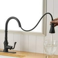 thumbnail image 2 of BWE Kitchen Faucet Matte Black with Pull Out Sprayer 3 Spray Modes Farmhouse Single Handle Singe Lever Gooseneck High Arc Kitchen Sink Faucet with Deck Plate Commercial Bar Kitchen Faucets, 2 of 9