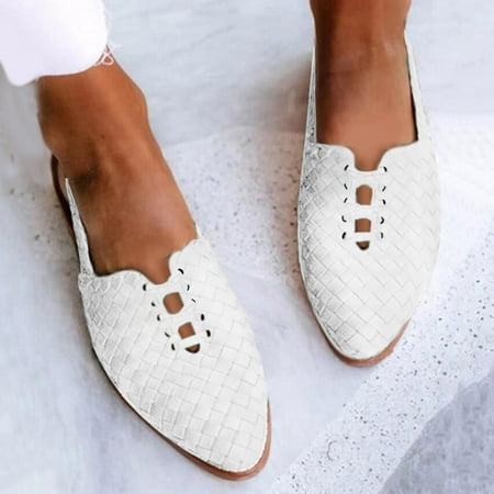 

LnjYIGJ Women s Sandals Women s Pointed Flat Shoes Weave Casual Shoes Solid Comfortable Sandals Shoes
