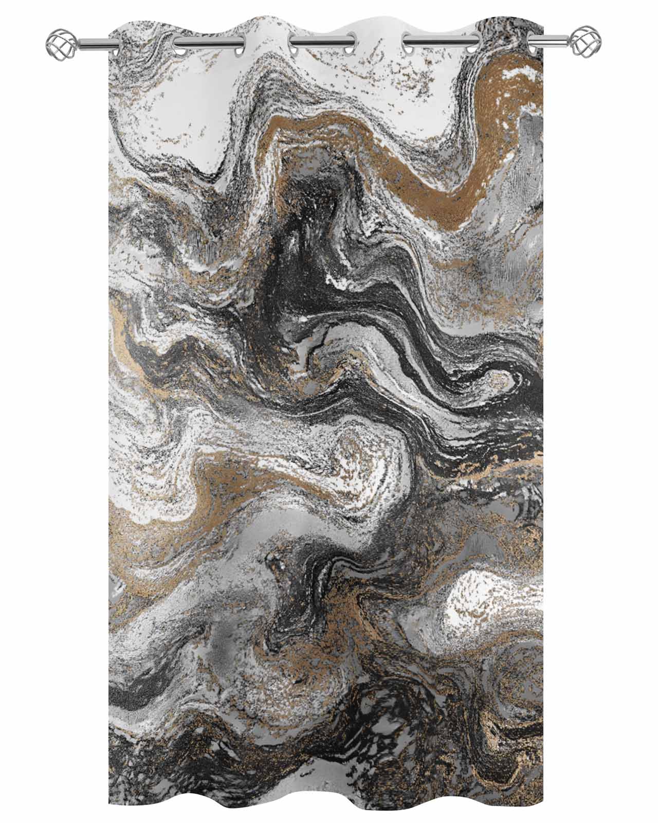 Black Marble Outdoor Curtains for Patio, Retro Chic Abstract Mottled Texture Art Privacy Drapes Grommet Waterproof Outside Curtains for Porch/Cabana/Balcony 54"x 108", 1 Panel