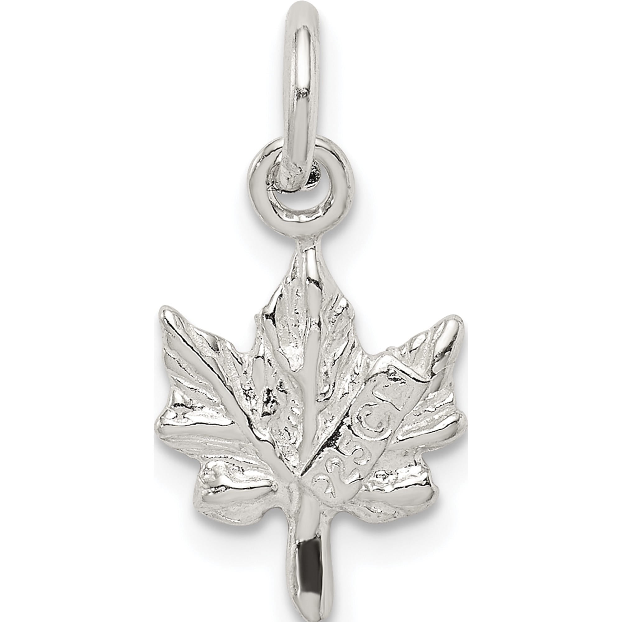 Sterling Silver Maple Leaf Charm Solid Casted Polished Fashionable Lustrous Classic Celebrate milestones with style and brilliance