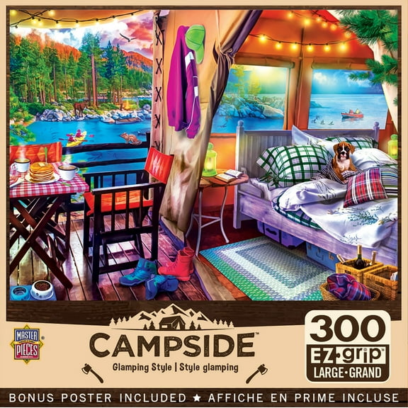 MasterPieces 300 Piece EZ Grip Jigsaw Puzzle Glamping Style Campside Large Piece Eco-Friendly