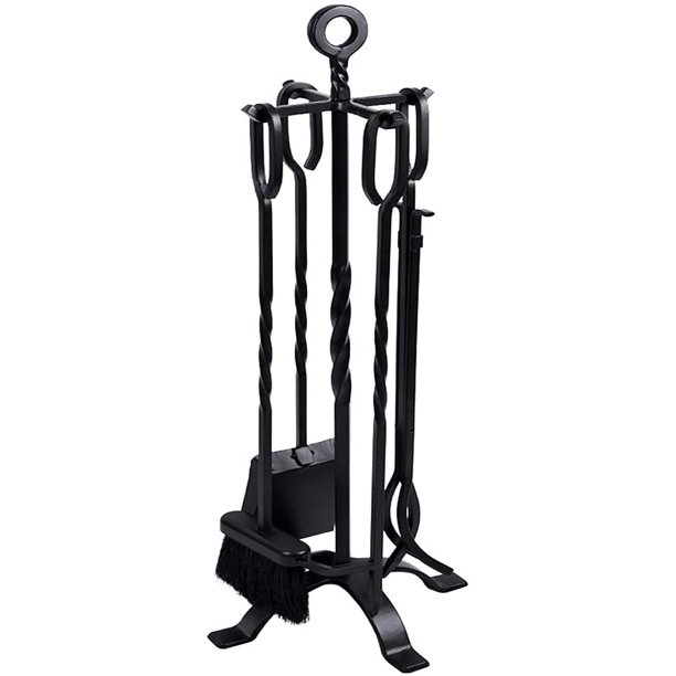 Amagabeli 5 Pieces Fireplace Tools Set Indoor Wrought Iron Fire Set