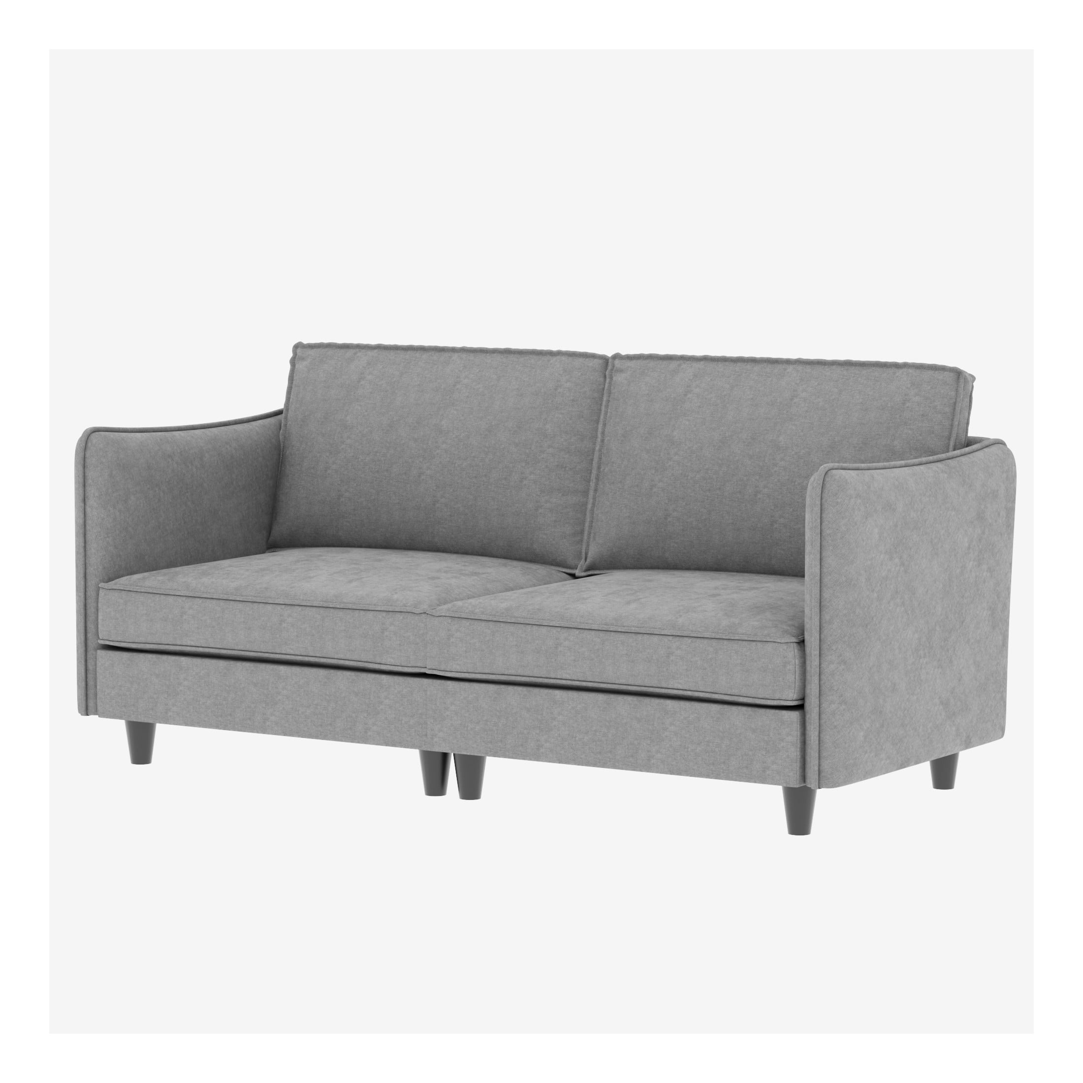 Henrietta Solid Wood Loveseat with Breathable Fabric, Pocket Springs, and Side Storage, Grey