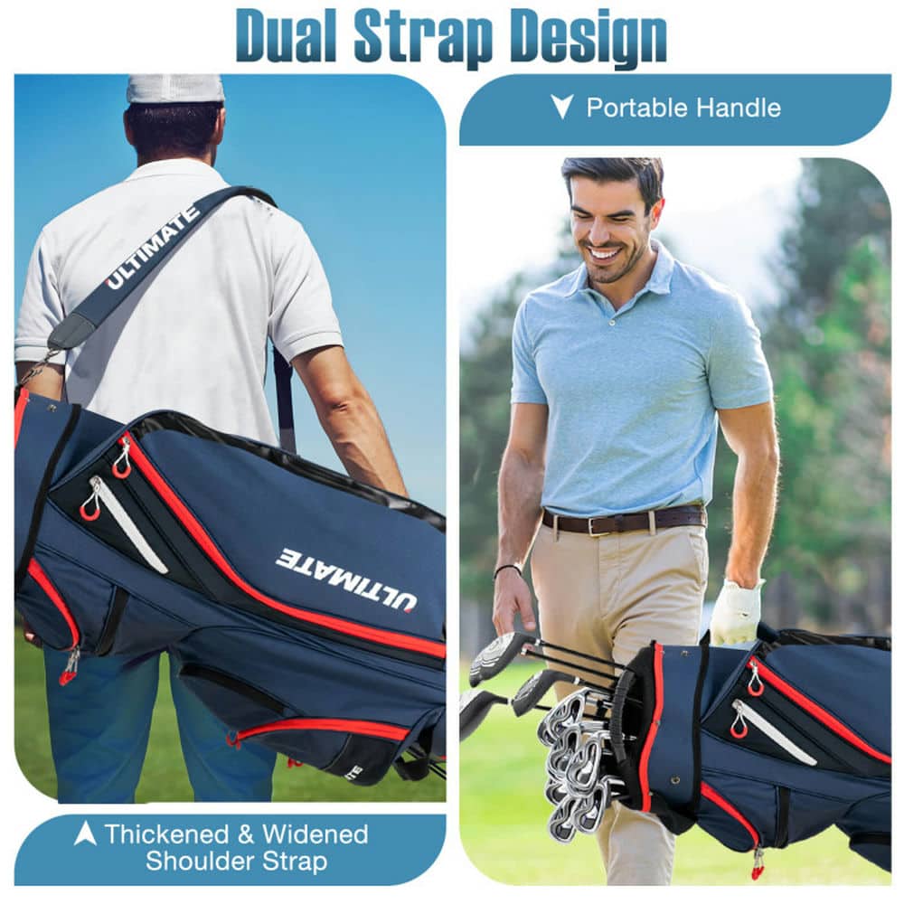 Spaco 9.5 Inch Golf Cart Bag with 14 Way Full-Length Dividers Top Organizer, Golf Cart Bag for Outdoor, Golf Bags for Men & Women, Navy